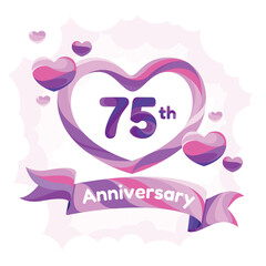 75 years anniversary vector icon, logo, greeting card. Design element with slapstick for 75th anniversary