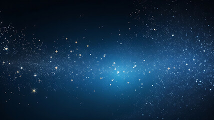 Realistic illustration glowing particles on dark blue background, flying glitter, technology abstract all cover design.