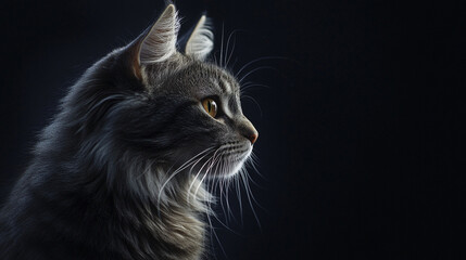 Cat isolated black background