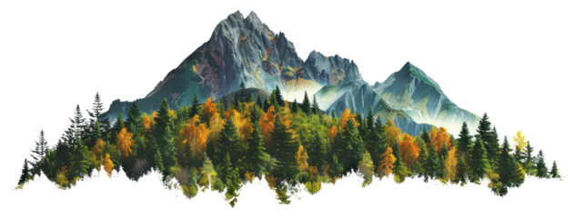PNG Vibrant mountain forest landscape art