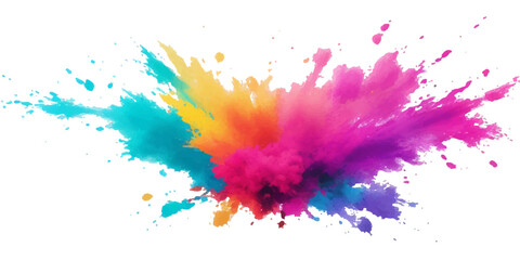 Bright colorful watercolor splash splatter stain brush strokes on white background. Modern vibrant aquarelle spot. Aquarelle explosion on white. Element. Vector watercolor illustration isolated design
