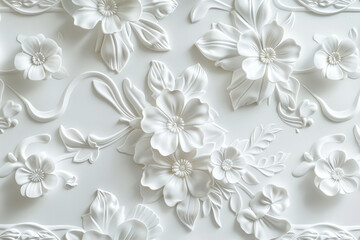 AI generated illustration luxury white wall design bas-relief with stucco mouldings rococo element