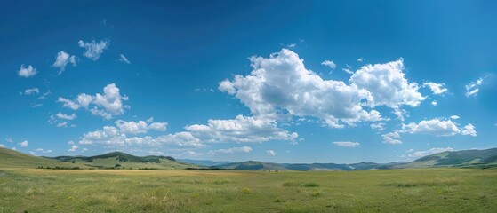 Serene Blue Sky with Scattered Clouds for Background