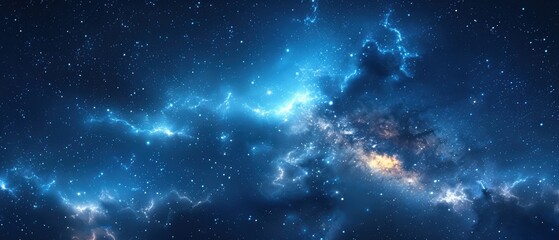 Fototapeta premium Illuminated Night Sky: Stunning Milky Way Galaxy and Twinkling Stars for Astronomy Enthusiasts