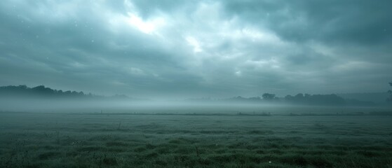 Obraz premium Eerie Landscape Shrouded in Dense Fog, Perfect for Horror Themes