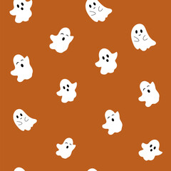 Cartoon ghost halloween background vector seamless pattern