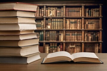 Many books at school library background