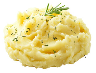 Creamy mashed potatoes with herbs on display, cut out - stock png.