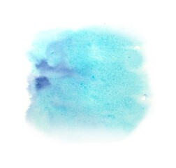 Blue watercolor splash. Hand drawn illustration isolated on white background.