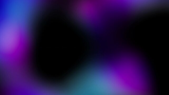 Looping abstract clowing background with multicolored blurred gradients moving on dark