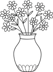 minimal small flower in vase illustration black and white