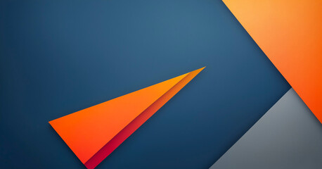 Abstract geometric background with sharp orange triangles on separate blue and gray background