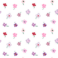 Seamless Pattern with Hand Drawn Flower Design on White Background