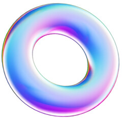 Abstract blue circle. Holographic geometric shape. 3d realistic geometry object. Colorful geometry element