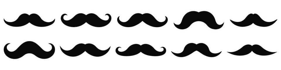 Set of hipster mustache icon. Different mustache collection. Vector illustration EPS 10