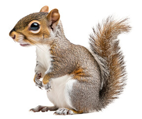 Obraz premium Squirrel standing on hind legs in nature, cut out - stock png.