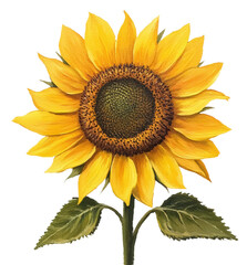 Fototapeta premium Bright sunflower in full bloom during summer, cut out - stock png.