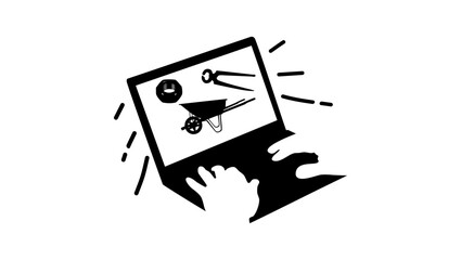 warehouse software, black isolated silhouette