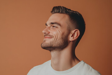 Obraz premium A close up of a man's face with his eyes closed