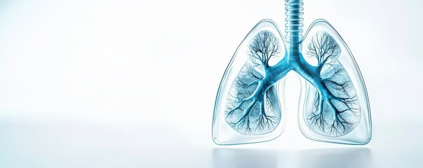 Detailed medical illustration of lungs affected by COPD, used in pulmonology studies, Chronic Obstructive Pulmonary Disease, pulmonology education