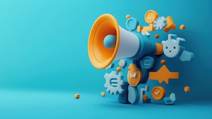 Obraz premium Marketing automation, AIdriven customer engagement, 3D illustration, digital marketing concept, copy space for text, sharp focus and clear light , high clarity , super detail