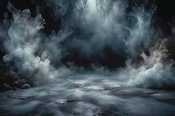 Dark Cave with Smoke and Fog