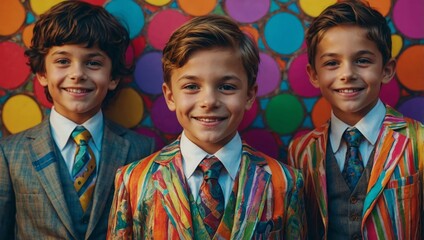 Three young children are smiling for the camera
