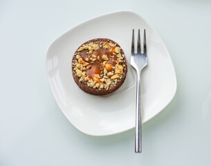 Delicious chocolate cake on a plate