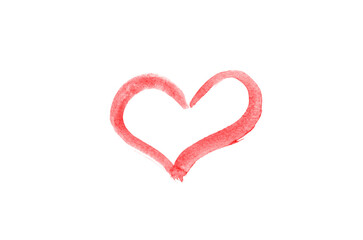 Red heart for Valentine's day isolated on white.