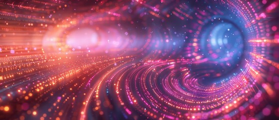 Futuristic  Hologram with Neon Lights - Abstract Digital Art 
