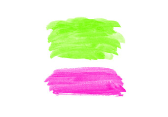 Green and pink watercolor background texture isolated on a white