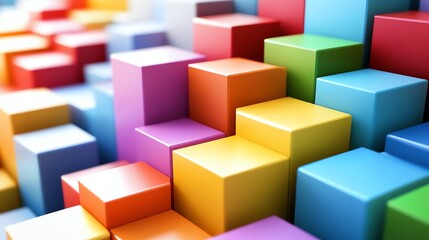 Obraz premium A vibrant arrangement of colorful blocks stacked together, creating an engaging and lively visual pattern.