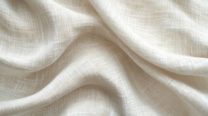 Beige linen fabric texture with folds and a natural floral sunlight shadows, aesthetic summer wedding bohemian background