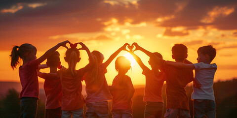 Fototapeta premium Sunset Friendship Bonding | Creating Lasting Memories in the Golden Hour 