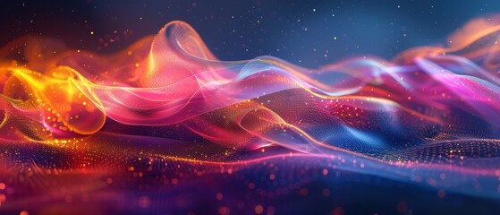 Obraz premium Futuristic Hologram with Colorful Trails in Abstract Digital Art Exploration Concept