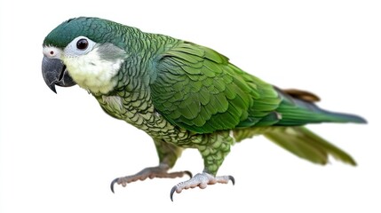 Obraz premium Green-Winged Macaw Parrot on White Background