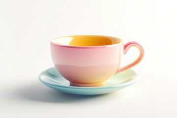 A colorful teacup white background, 
