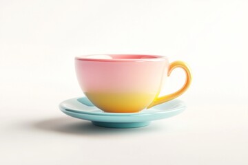 Fototapeta premium A colorful teacup white background, 