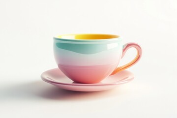 Obraz premium A colorful teacup white background, 