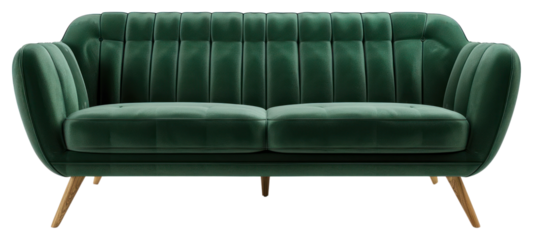 Elegant green velvet sofa