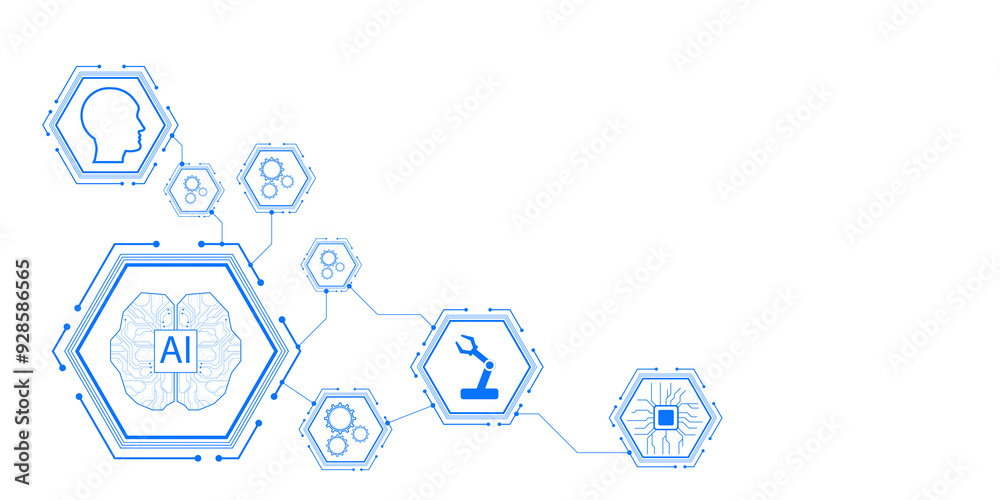 Aufkleber icons representing artificial intelligence, machine learning, and related technologies on a white ba
