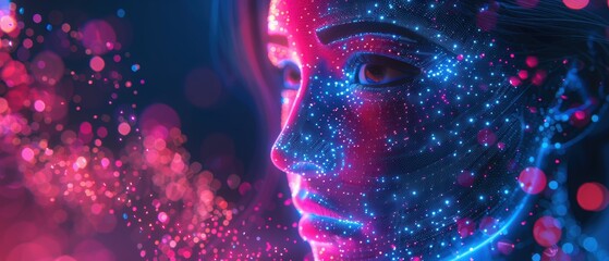 Futuristic  Hologram Virtual Assistant Avatar for AI and Customer Service Concepts