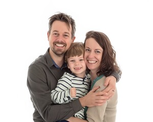 Fototapeta premium Family father mother son daughter kid studio photo white background