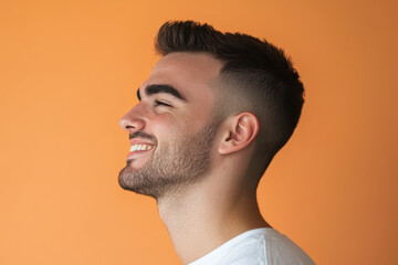 Obraz premium A close up of a man's face with his eyes closed