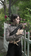 Girl Embracing and Loving Her Chihuahua Dog