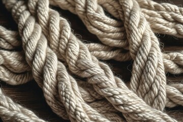 Twisted Rope on Wooden Surface