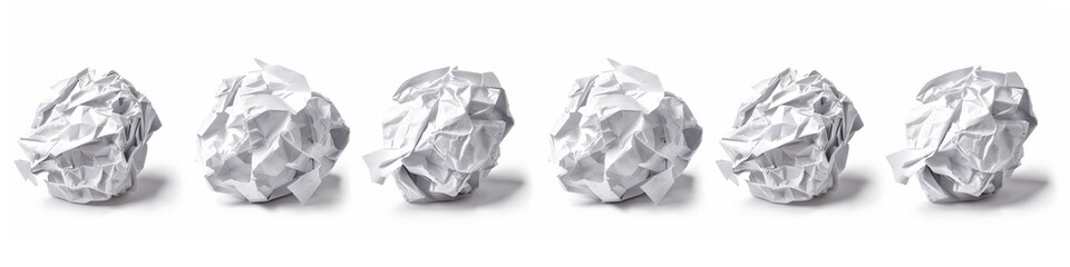 Naklejka premium Set of crumpled paper balls isolated on white background