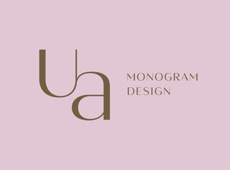 UA letter logo icon design. Classic style luxury initials monogram.