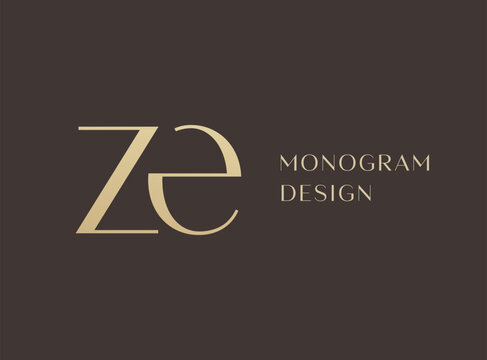 ZE letter logo icon design. Classic style luxury initials monogram.