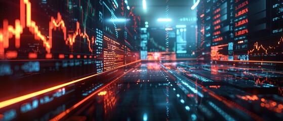 Fototapeta premium Futuristic Holographic Market Analysis Display in Crystal Clear